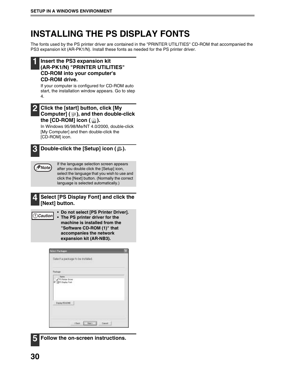 Installing the ps display fonts | Sharp AR-M162 User Manual | Page 356 / 372