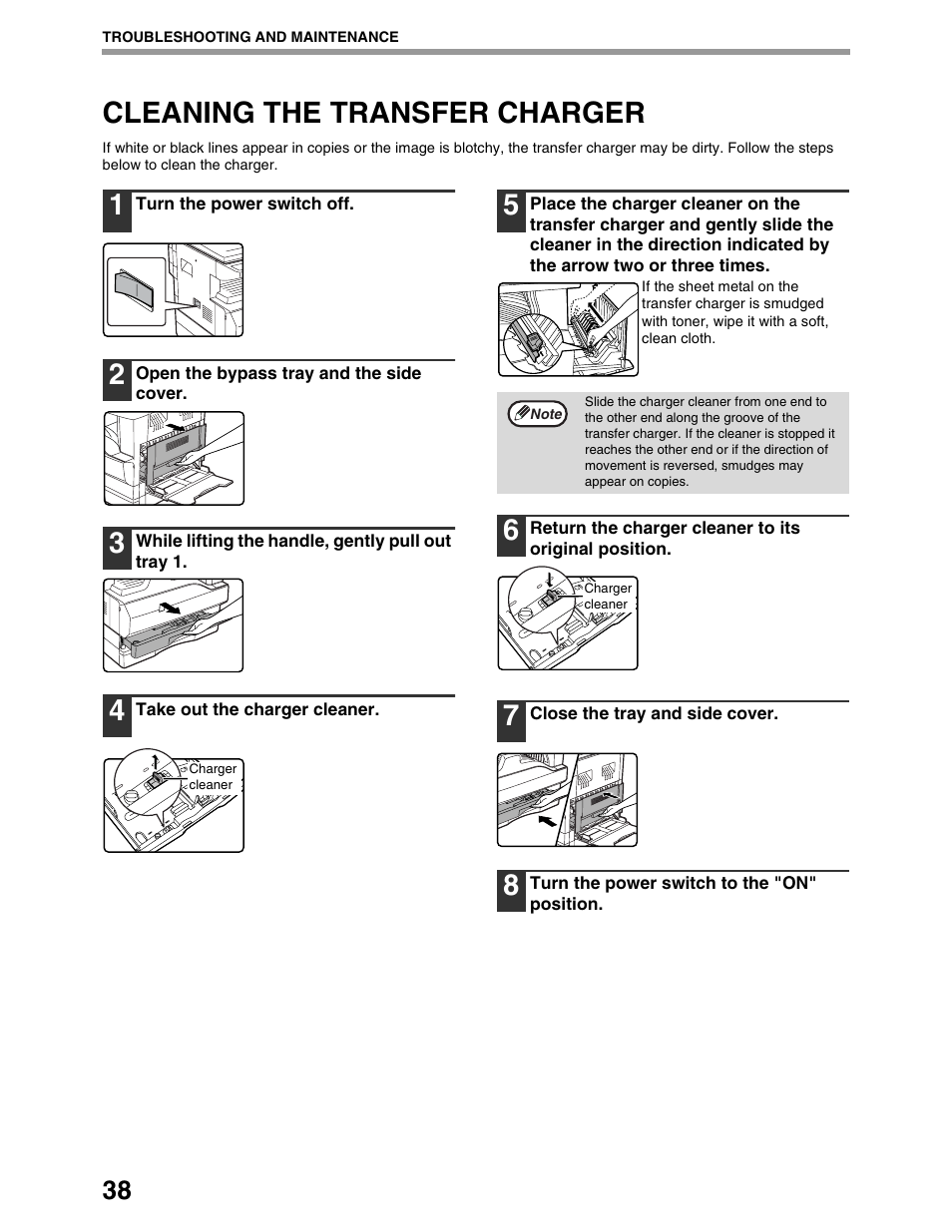Cleaning the transfer charger | Sharp AR-M162 User Manual | Page 40 / 372