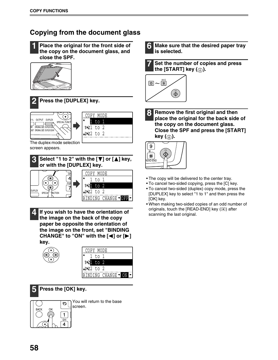 Copying from the document glass | Sharp AR-M162 User Manual | Page 60 / 372