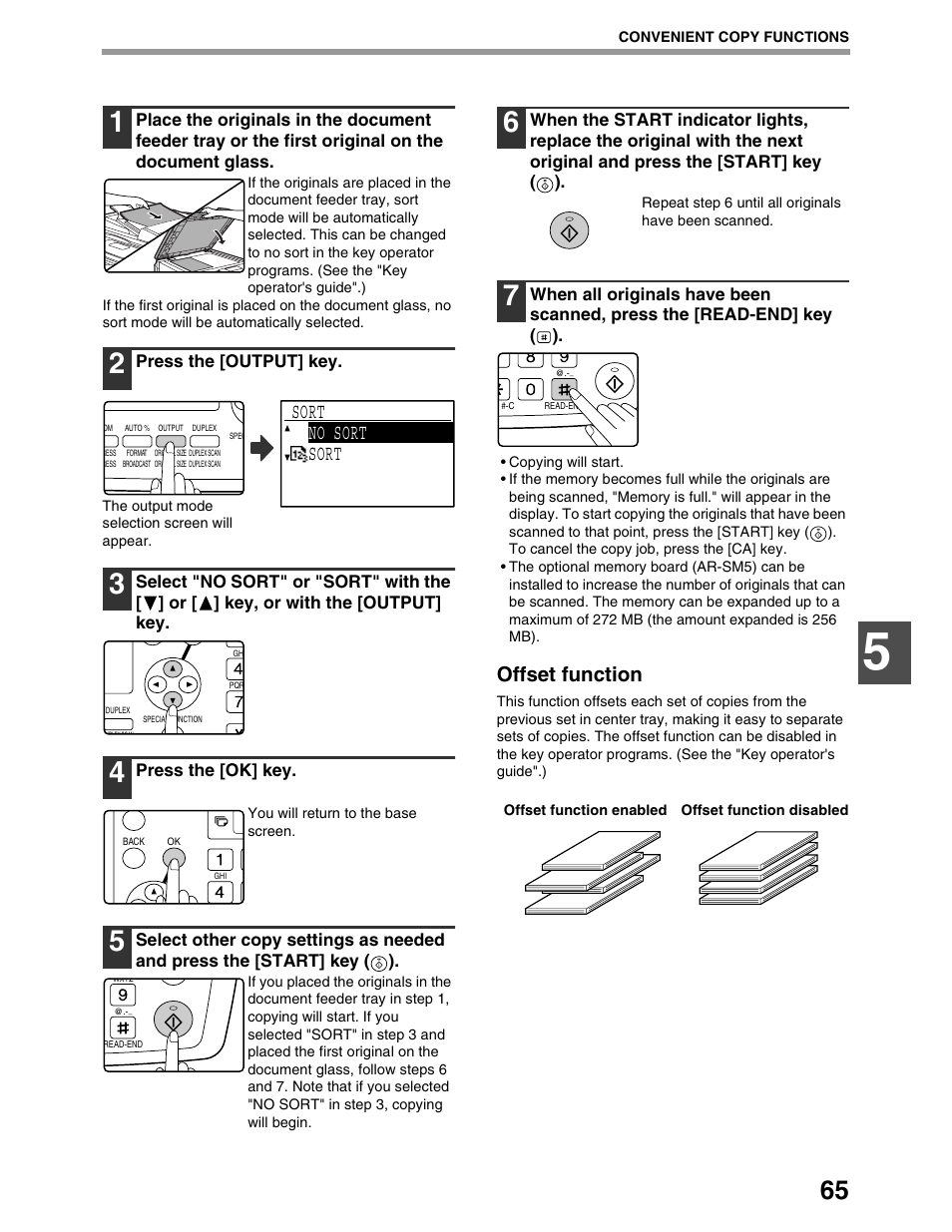 Sort no sort sort, Offset function | Sharp AR-M162 User Manual | Page 67 / 372