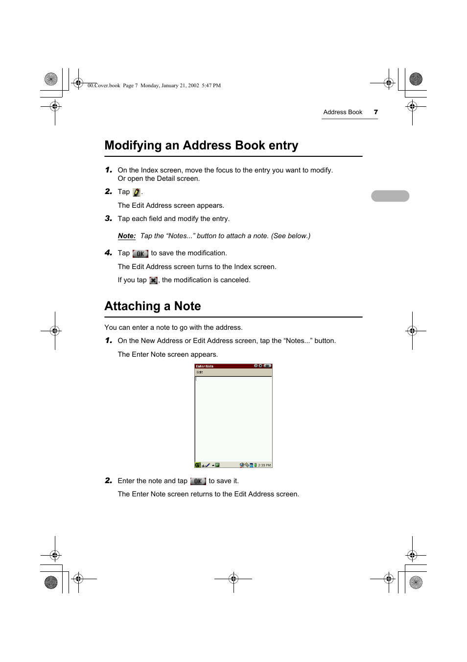 Modifying an address book entry | Sharp SL-5500 User Manual | Page 12 / 148