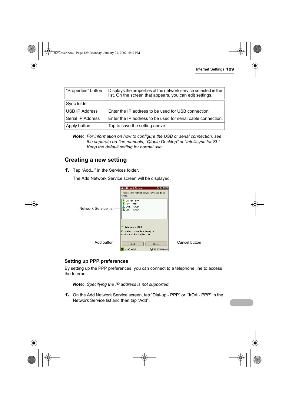 Creating a new setting | Sharp SL-5500 User Manual | Page 134 / 148