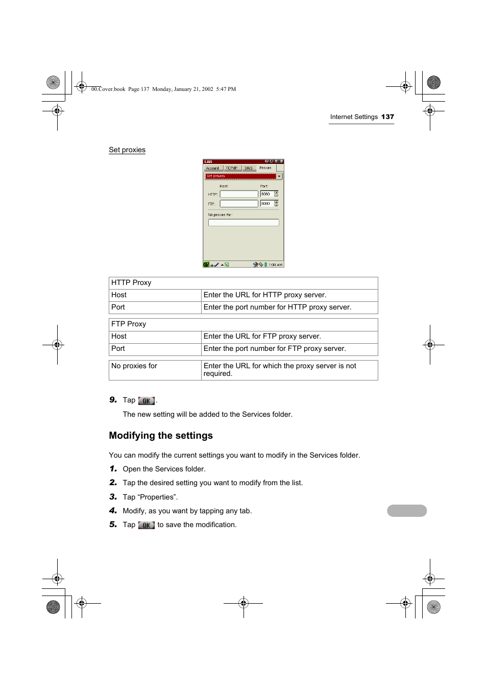 Modifying the settings | Sharp SL-5500 User Manual | Page 142 / 148