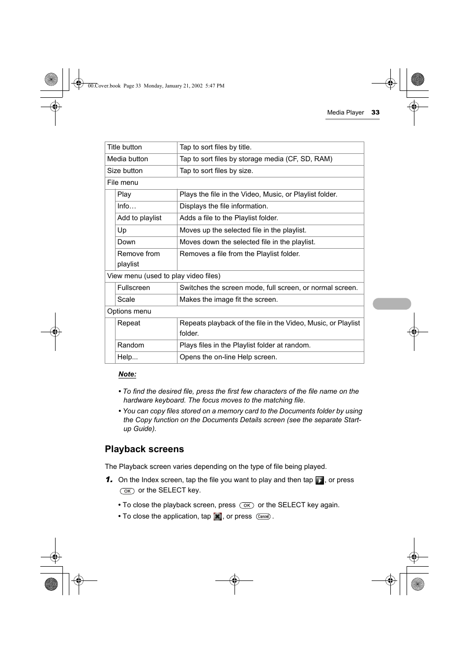 Playback screens | Sharp SL-5500 User Manual | Page 38 / 148