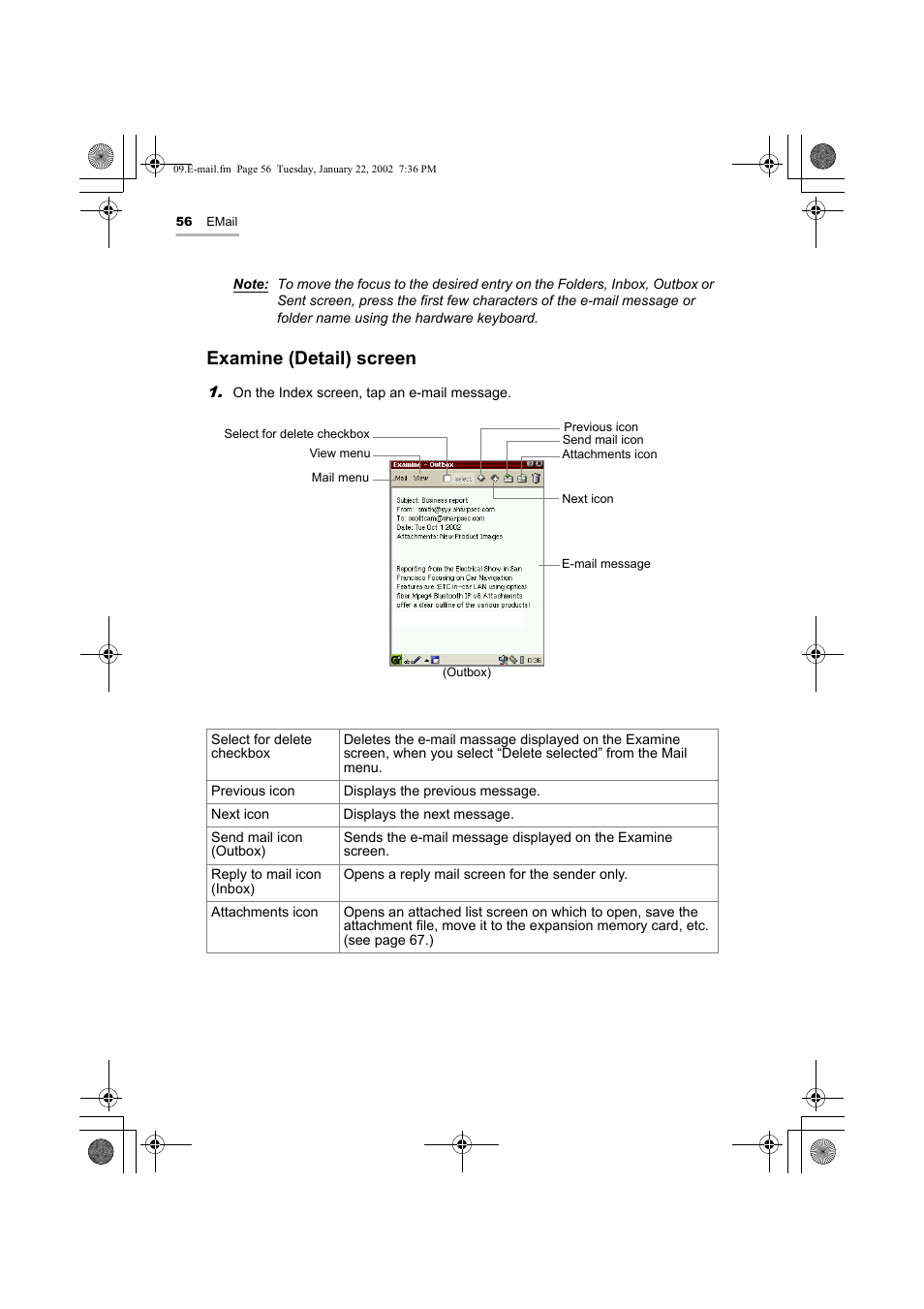 Examine (detail) screen | Sharp SL-5500 User Manual | Page 61 / 148