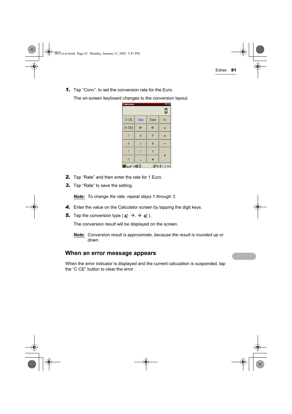 When an error message appears | Sharp SL-5500 User Manual | Page 86 / 148