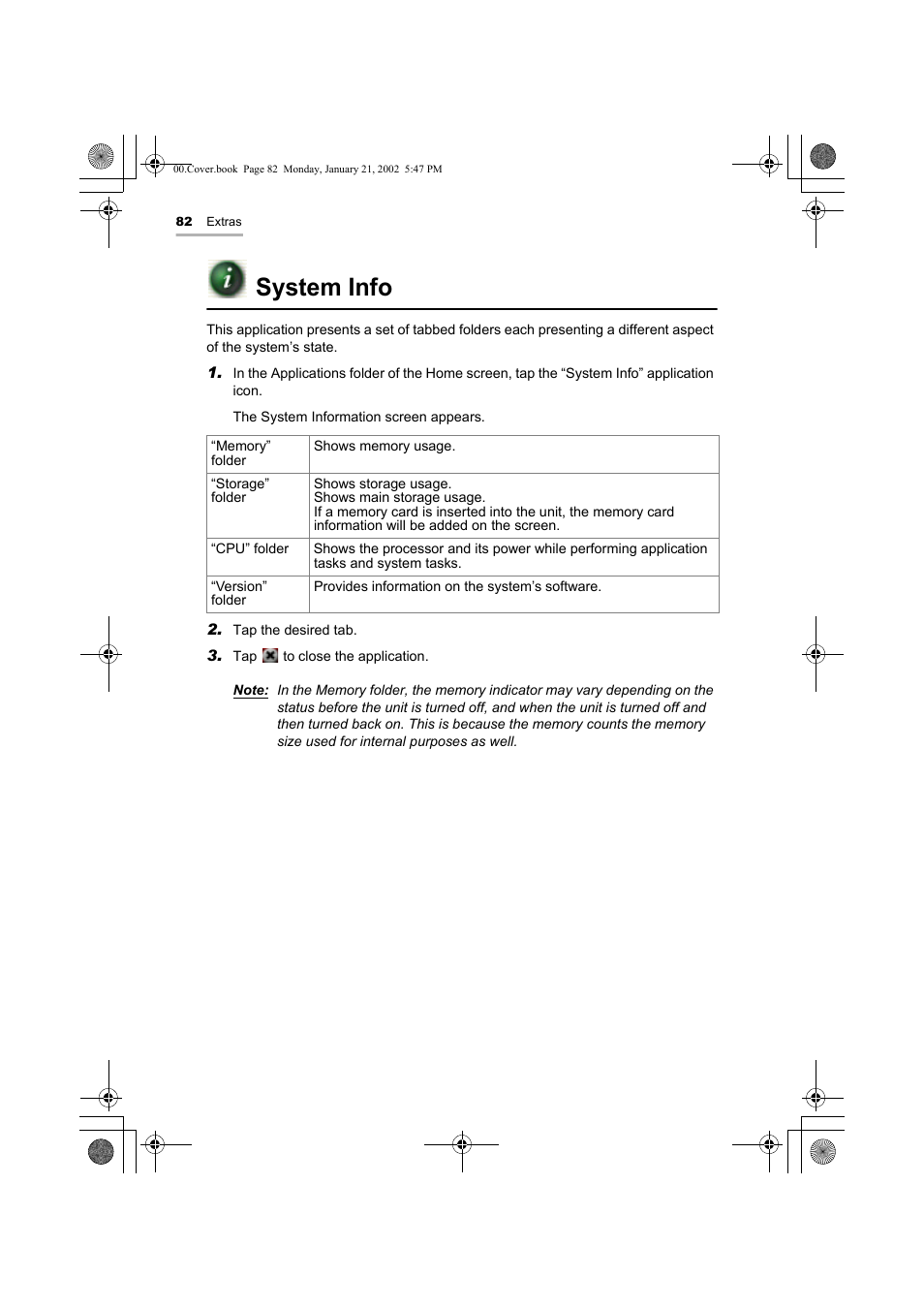 System info | Sharp SL-5500 User Manual | Page 87 / 148