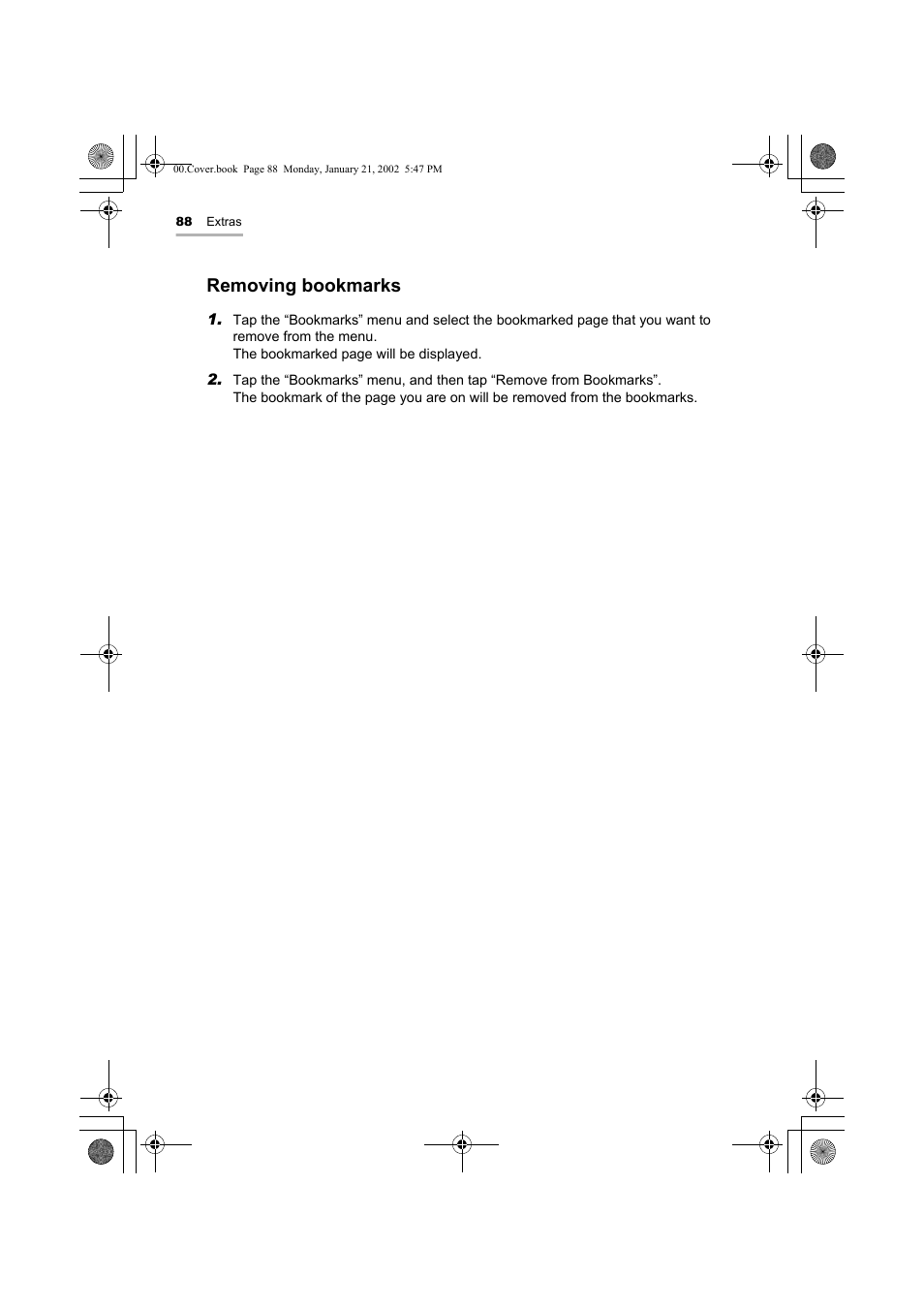 Removing bookmarks | Sharp SL-5500 User Manual | Page 93 / 148