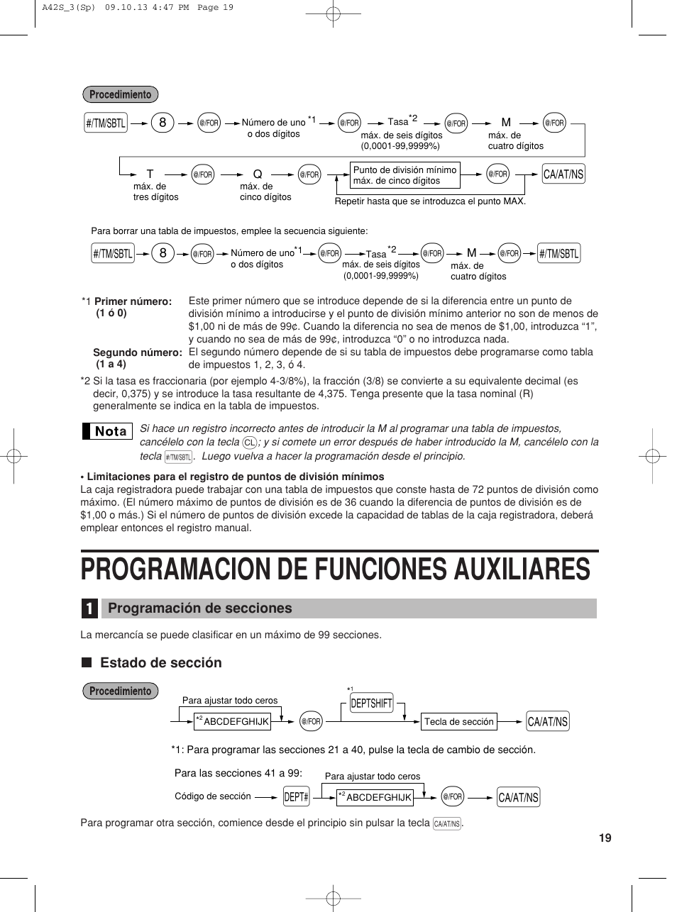 Programacion de funciones auxiliares, S@ s | Sharp XE-A42S User Manual | Page 103 / 132