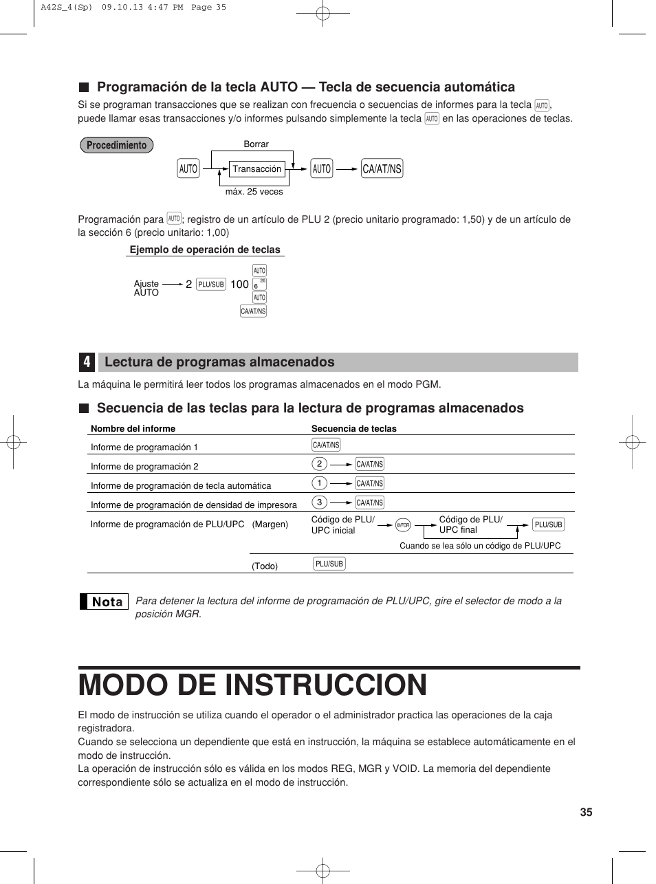 Modo de instruccion | Sharp XE-A42S User Manual | Page 119 / 132