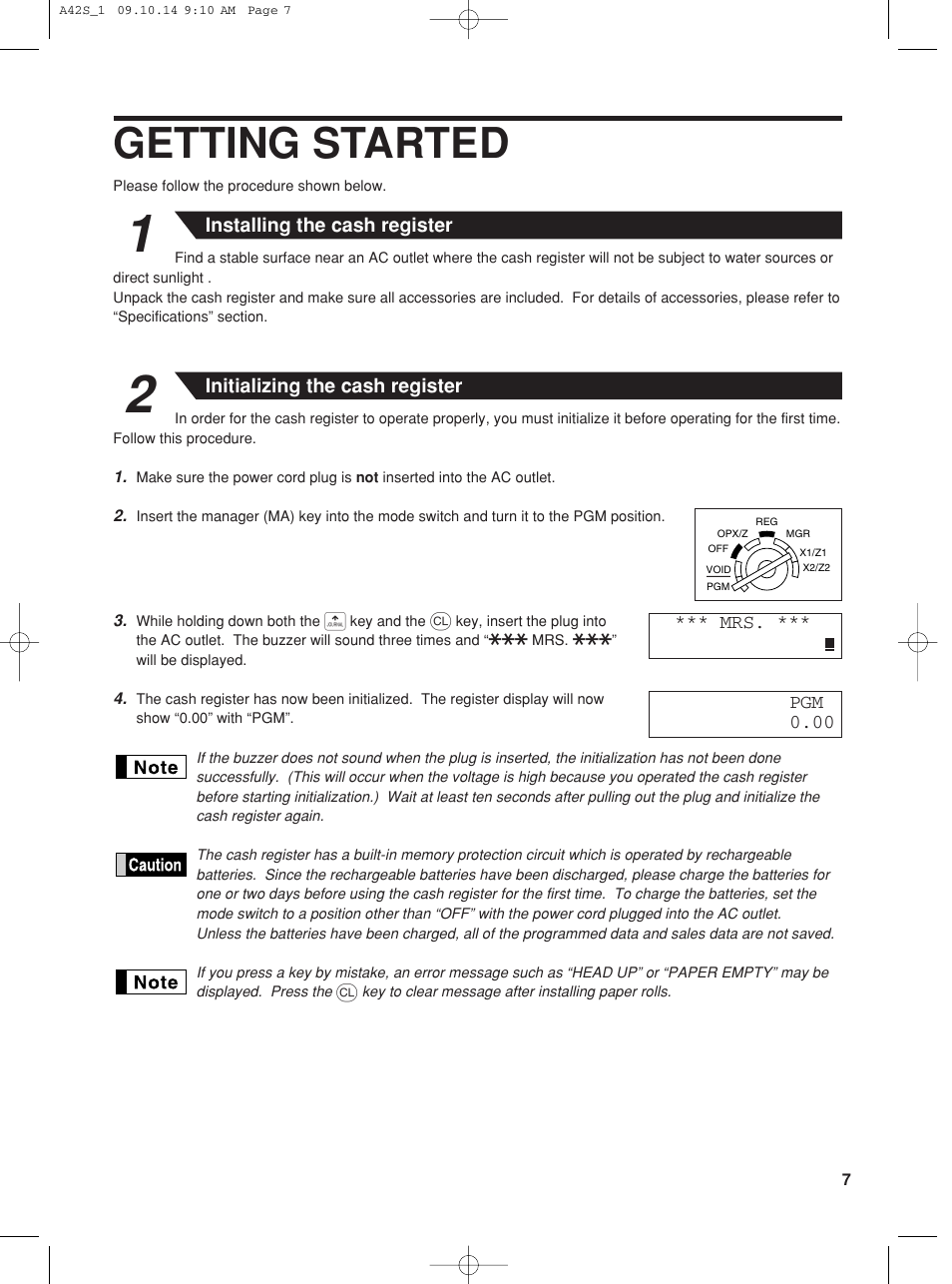 Getting started | Sharp XE-A42S User Manual | Page 9 / 132