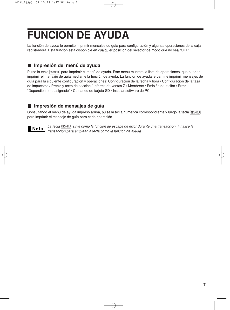 Funcion de ayuda | Sharp XE-A42S User Manual | Page 91 / 132