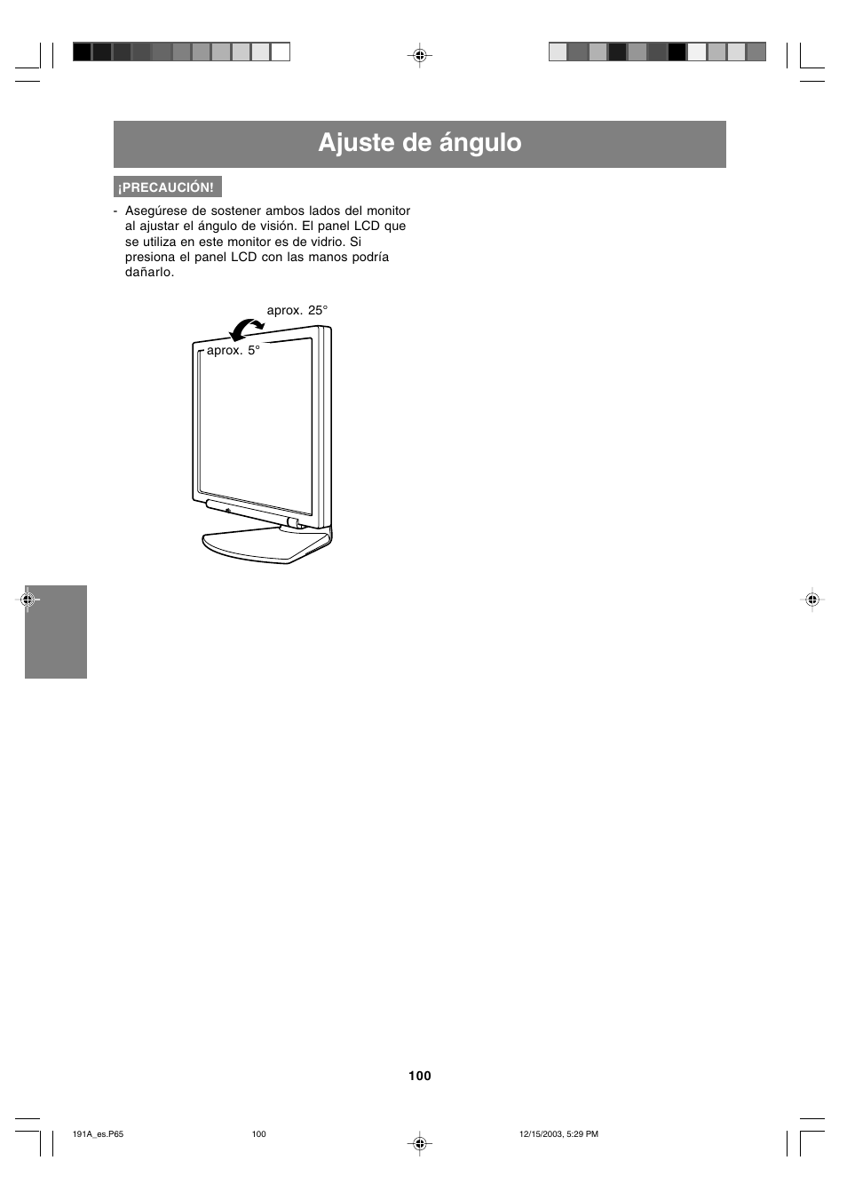 Ajuste de ángulo | Sharp LL-191A User Manual | Page 100 / 148