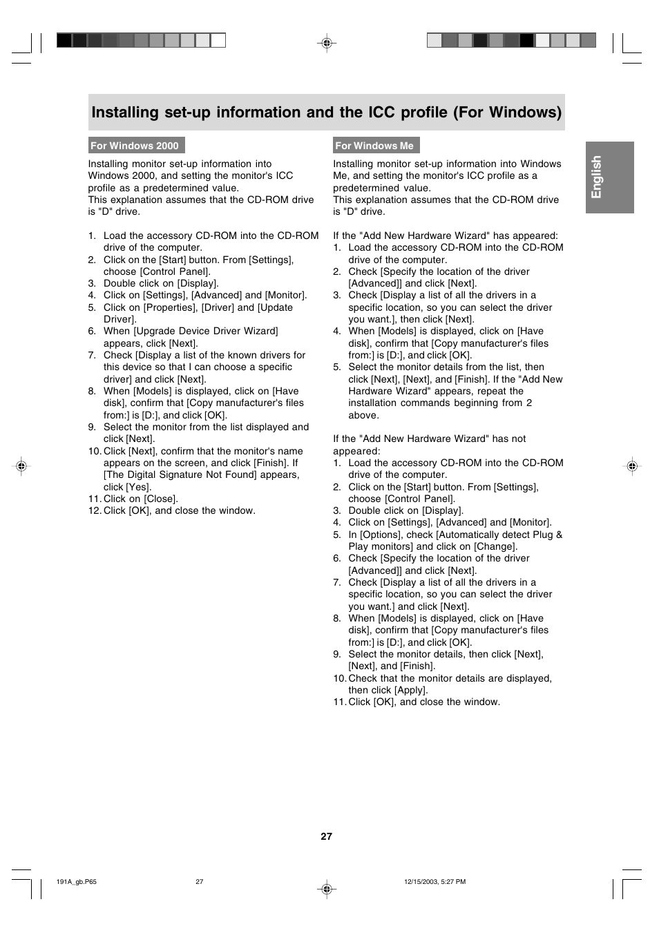 English | Sharp LL-191A User Manual | Page 27 / 148