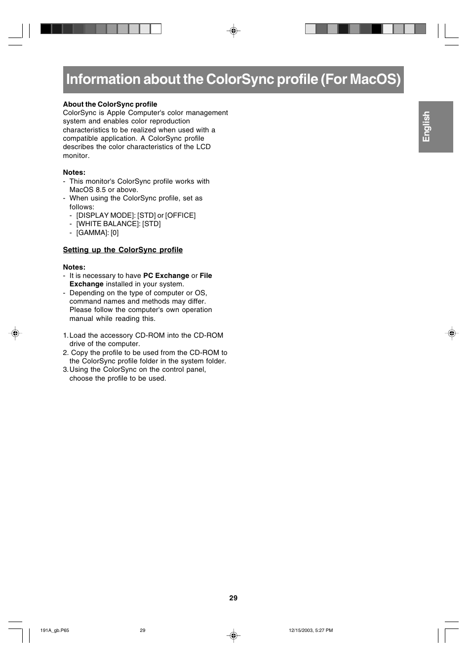 English | Sharp LL-191A User Manual | Page 29 / 148