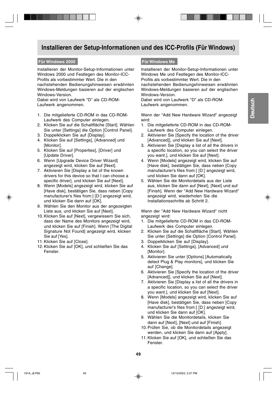 English deutsch fran ç ais | Sharp LL-191A User Manual | Page 49 / 148