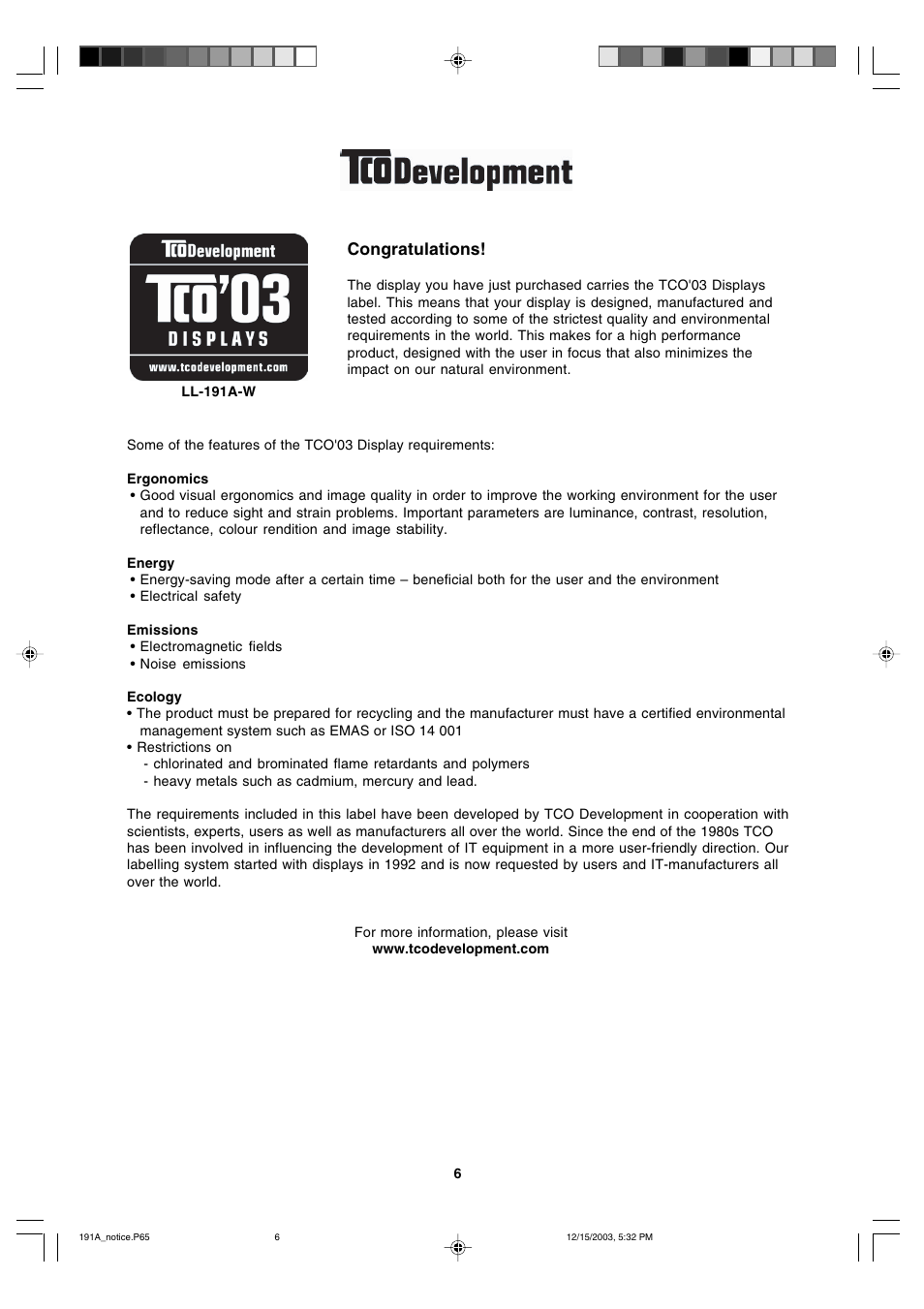 Sharp LL-191A User Manual | Page 6 / 148