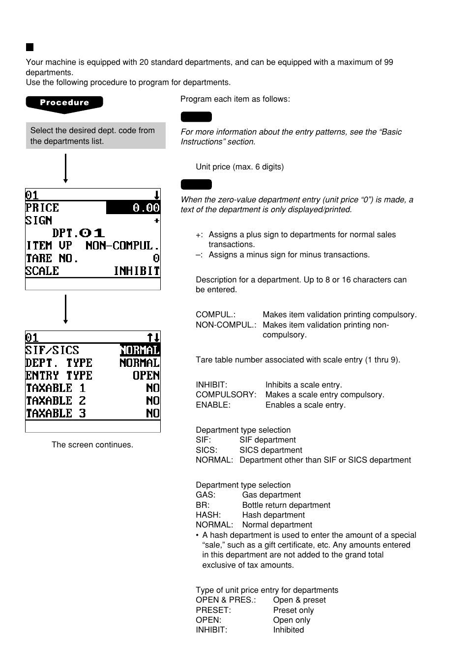 Department | Sharp UP-600 User Manual | Page 100 / 226