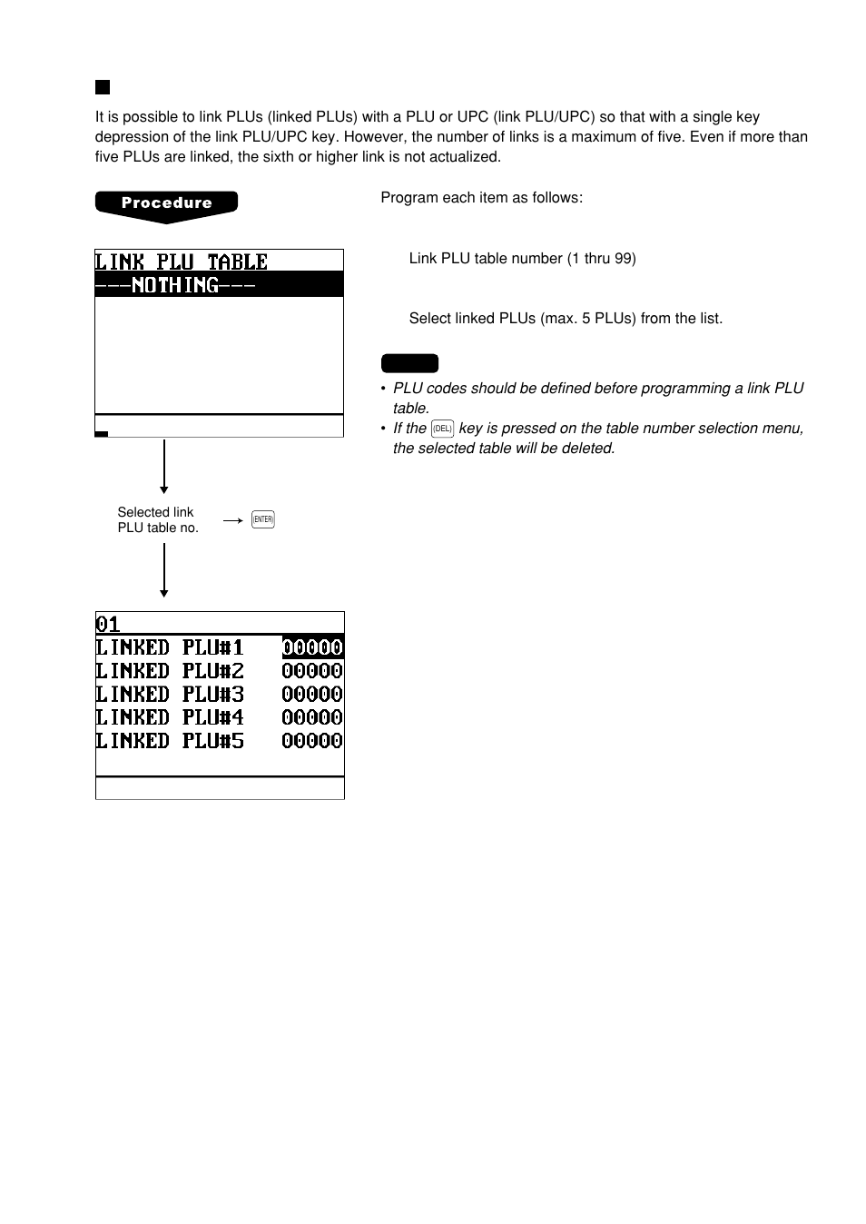 Link plu table (for plu/upc) | Sharp UP-600 User Manual | Page 107 / 226