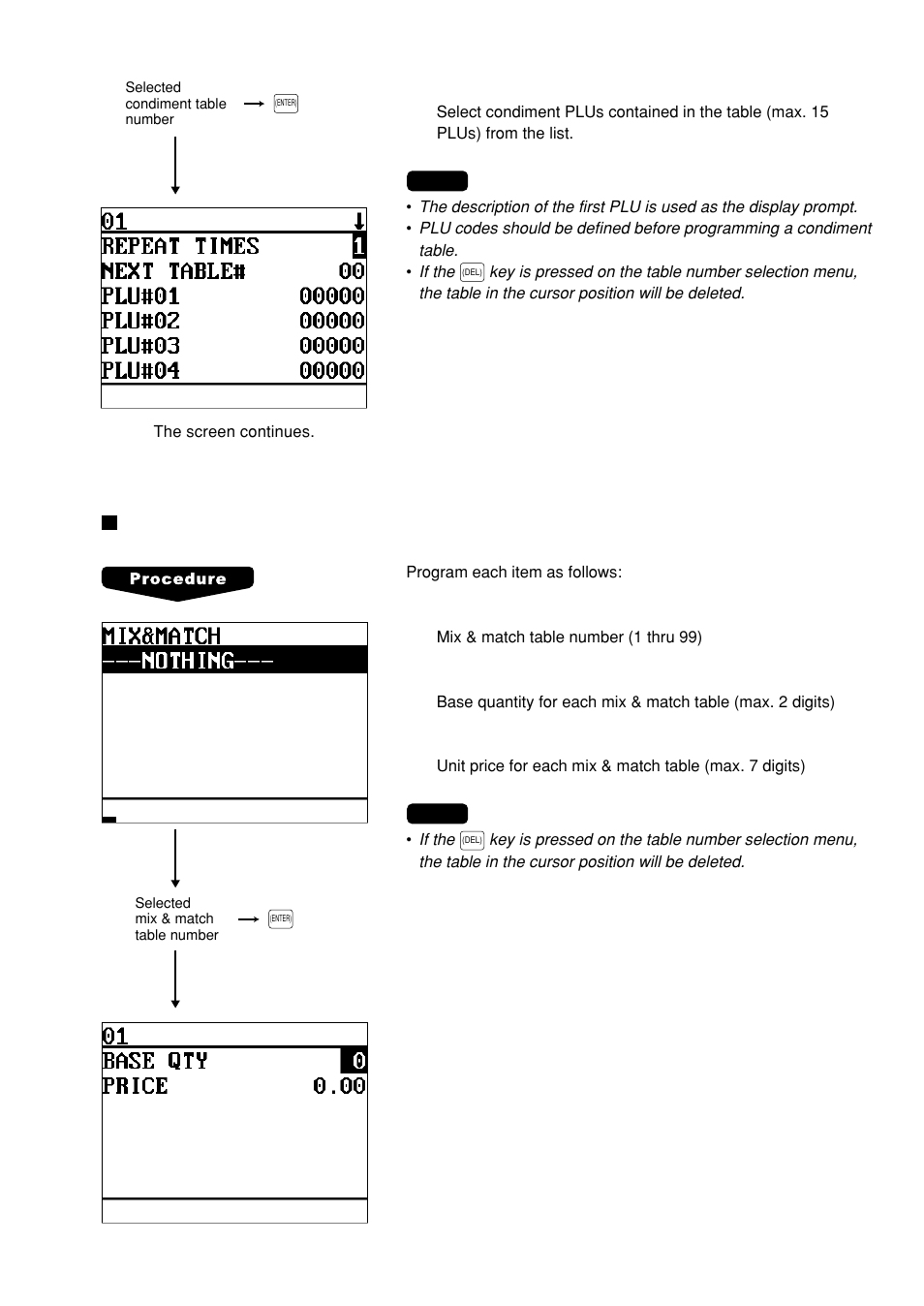 Mix & match table | Sharp UP-600 User Manual | Page 109 / 226