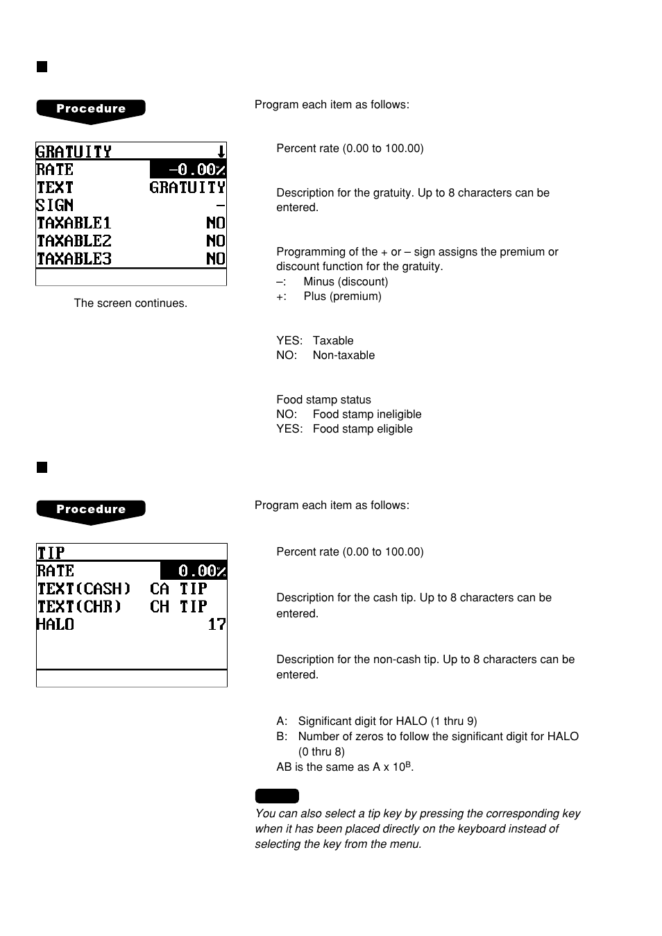 Gratuity | Sharp UP-600 User Manual | Page 122 / 226