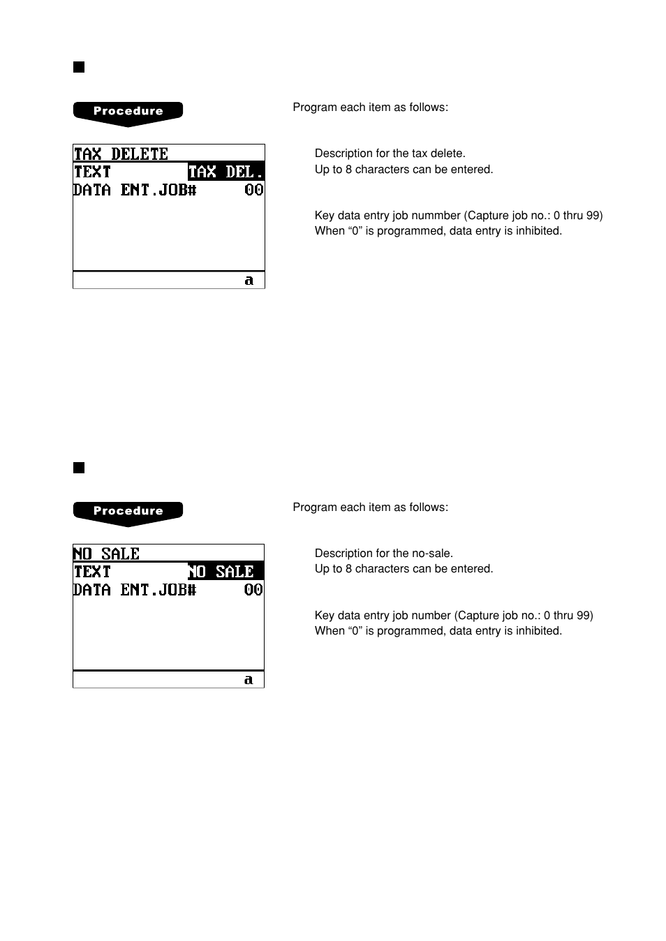 Tax delete, No-sale | Sharp UP-600 User Manual | Page 125 / 226