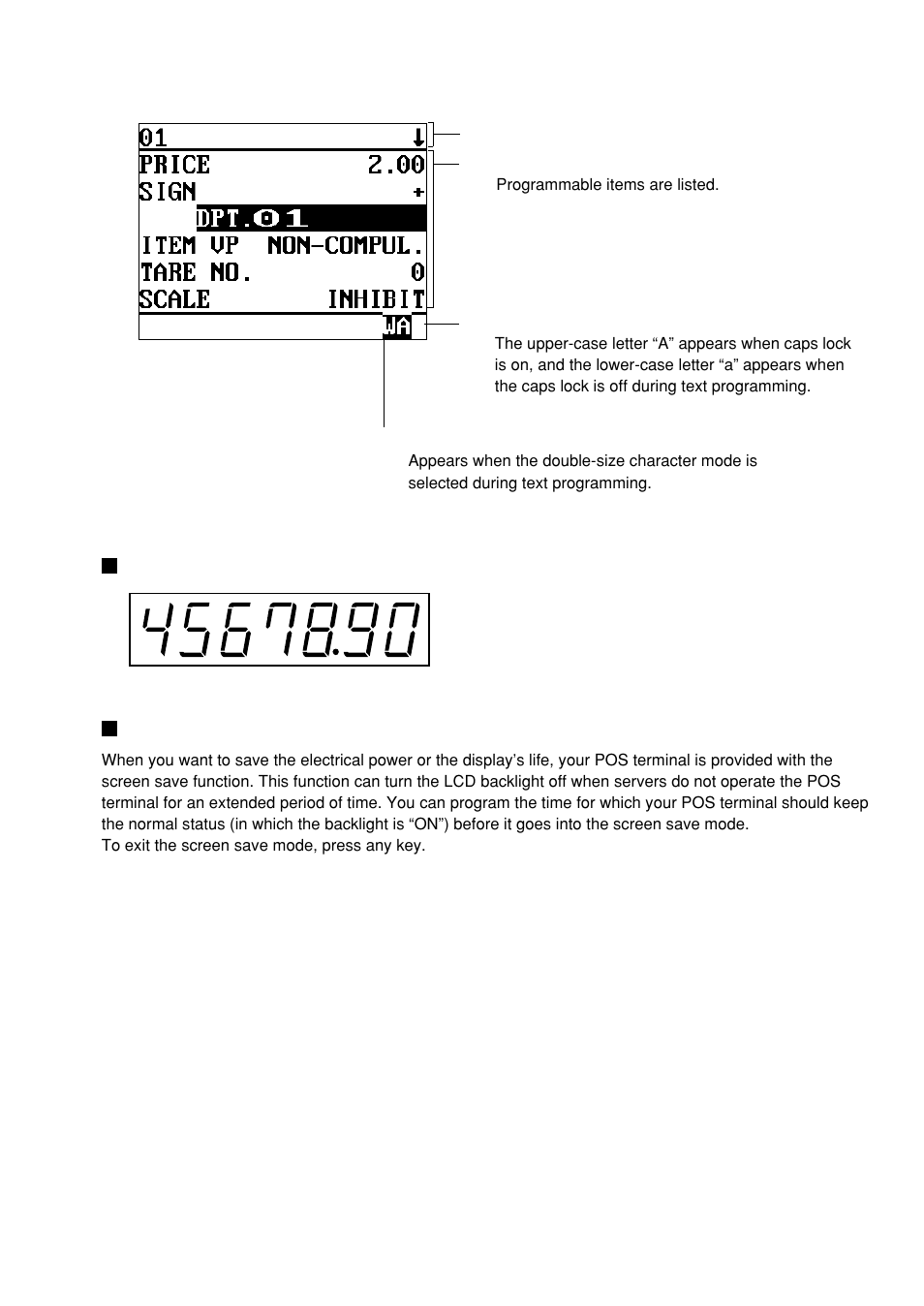 Customer display (pop-up type), Screen save mode, Customer display | Sharp UP-600 User Manual | Page 15 / 226