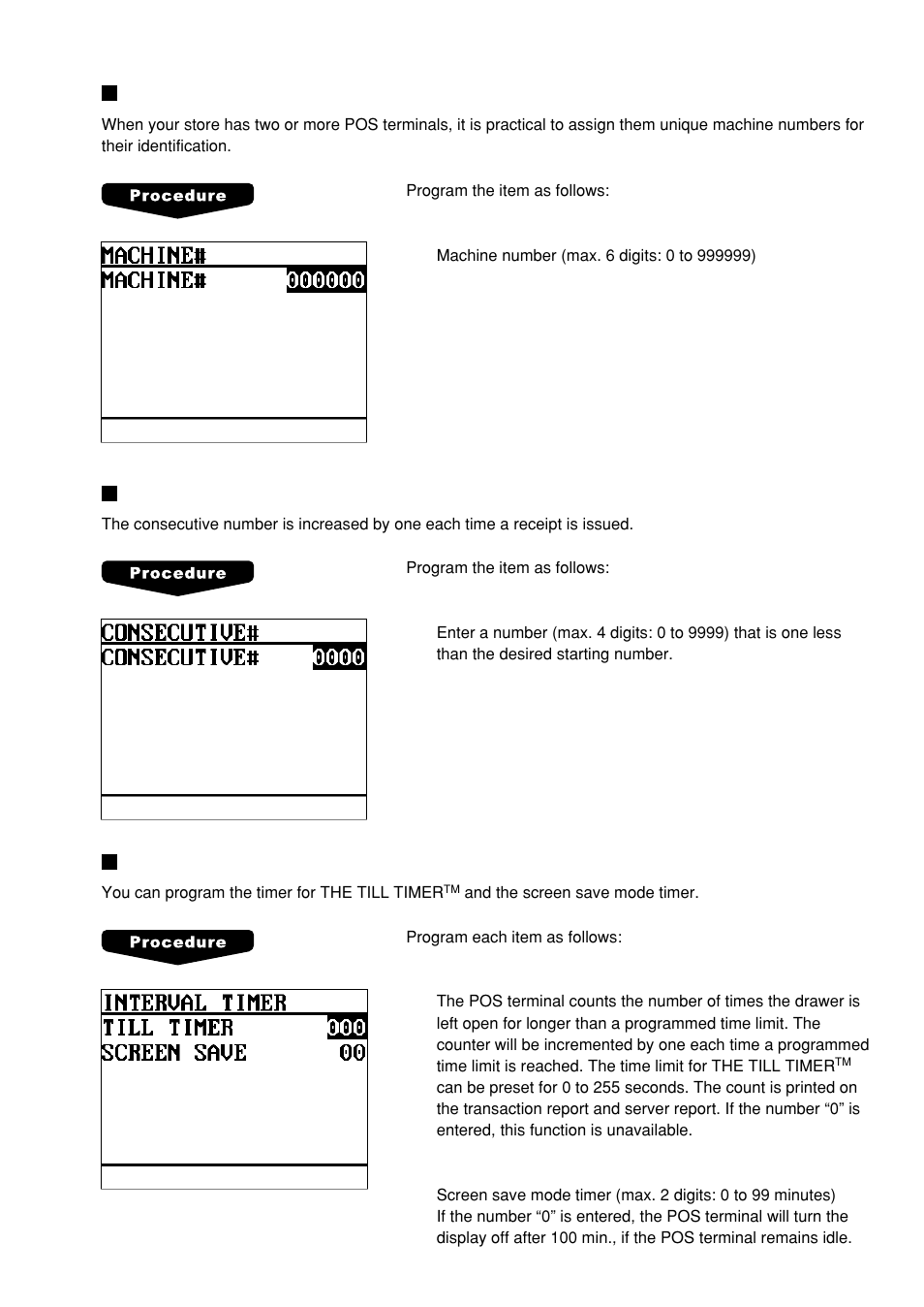 Machine number, Consecutive number, Interval timer | Sharp UP-600 User Manual | Page 157 / 226