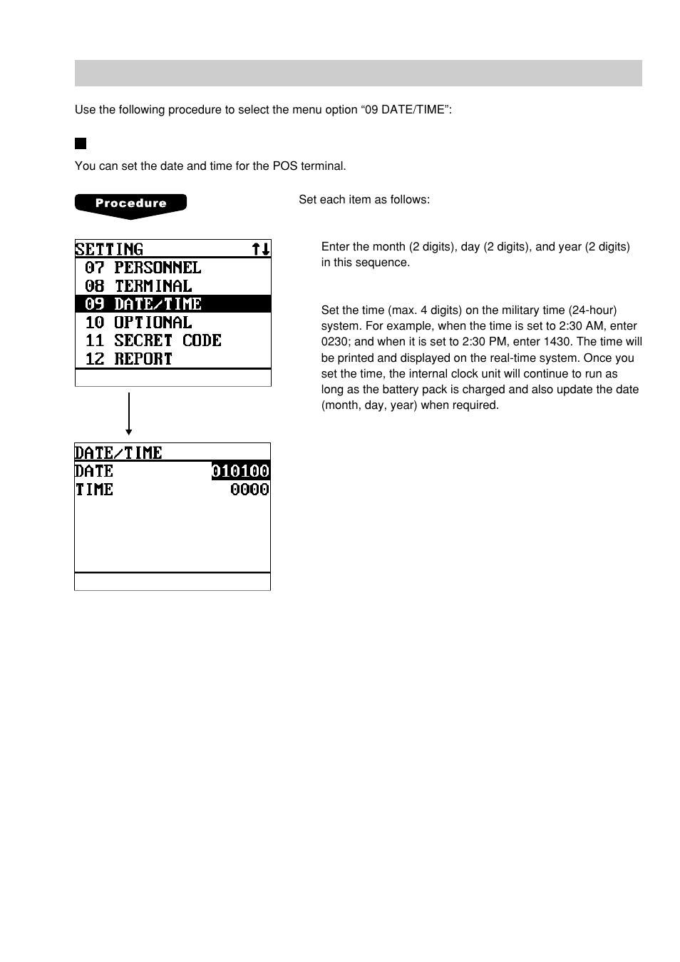 Date/time setting, Date/time | Sharp UP-600 User Manual | Page 159 / 226