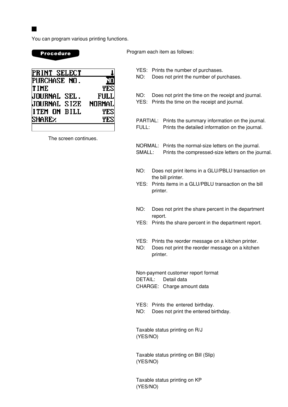 Printing selection | Sharp UP-600 User Manual | Page 165 / 226