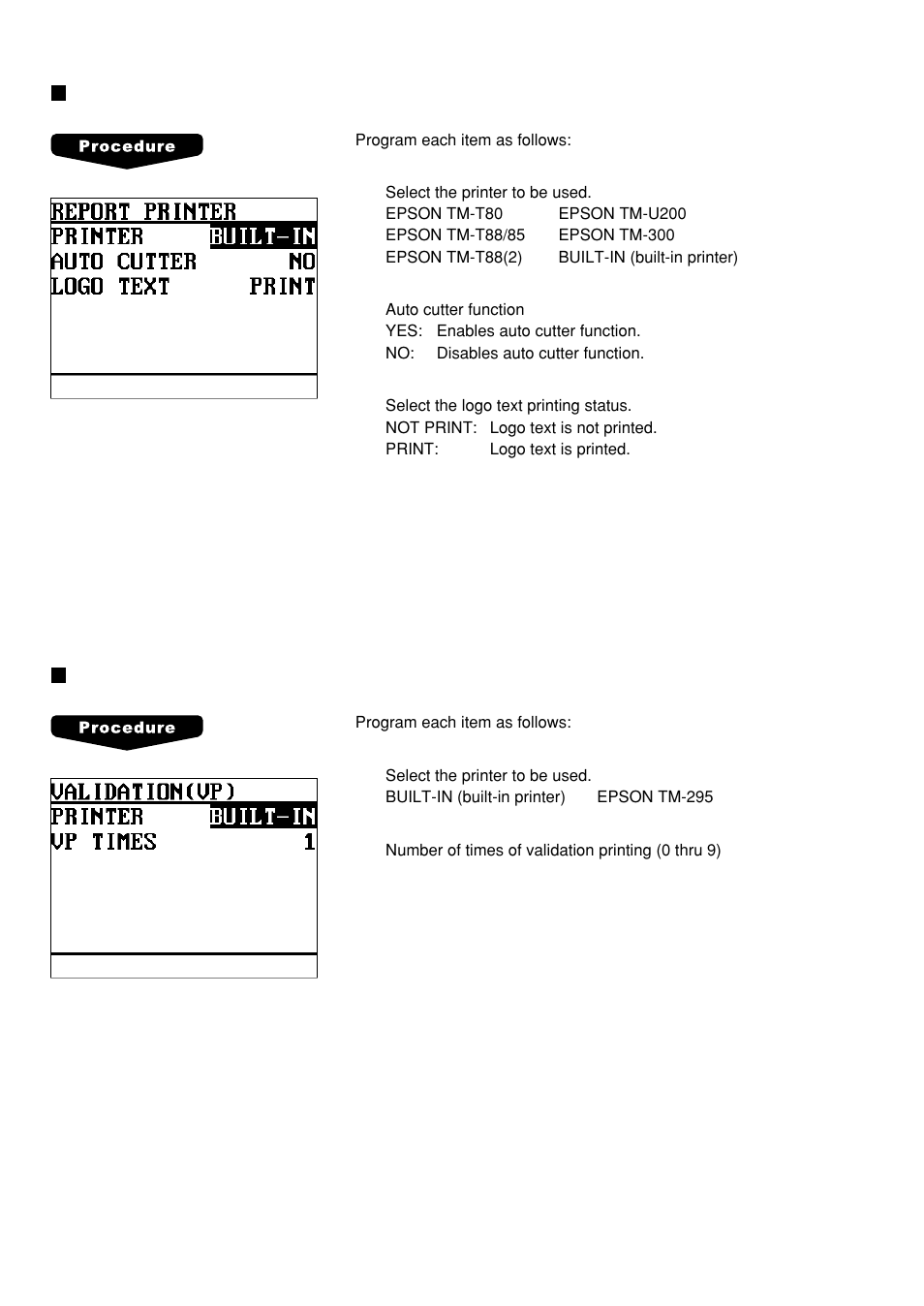 Report printer, Validation printer | Sharp UP-600 User Manual | Page 180 / 226