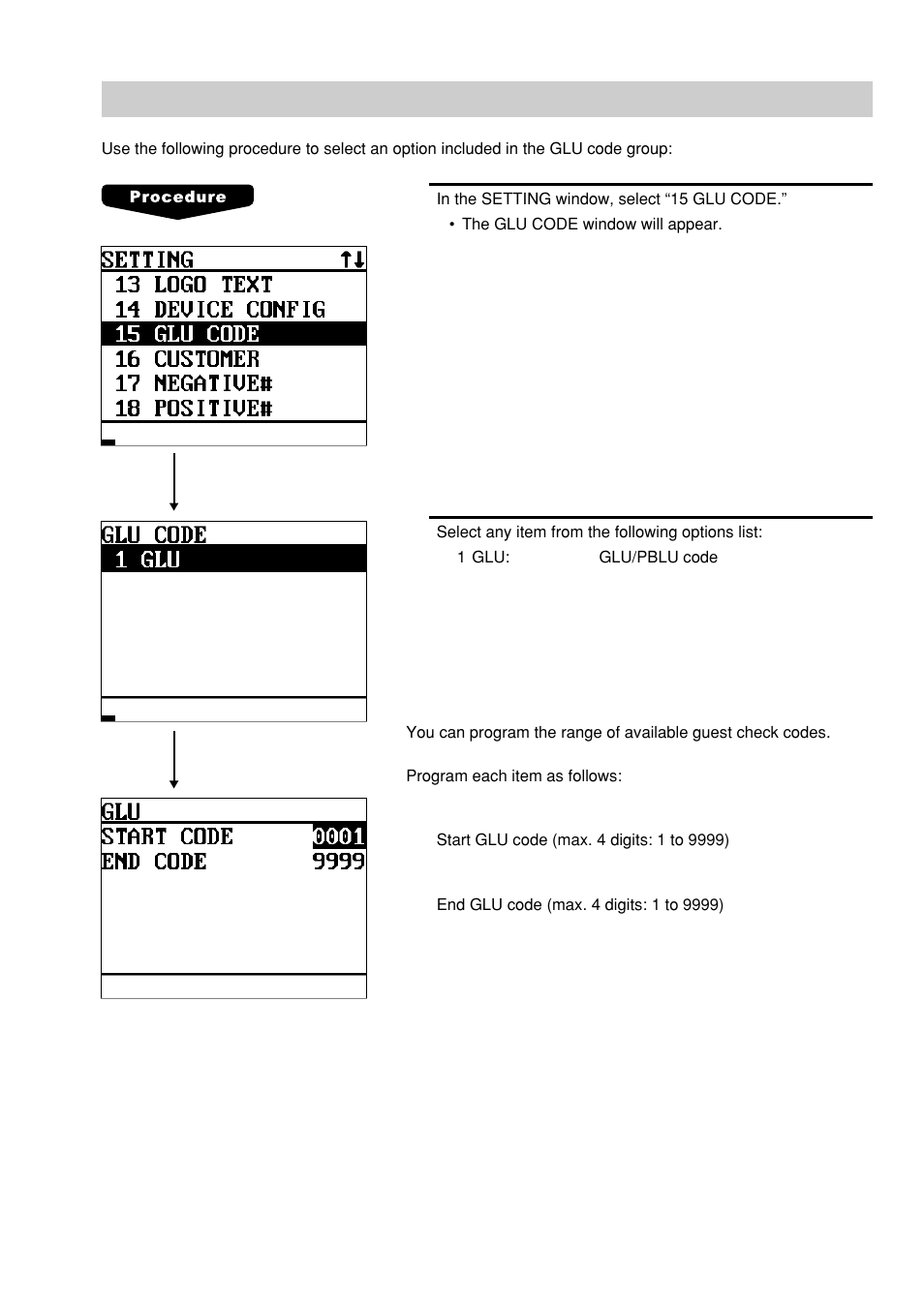 Glu code programming | Sharp UP-600 User Manual | Page 183 / 226