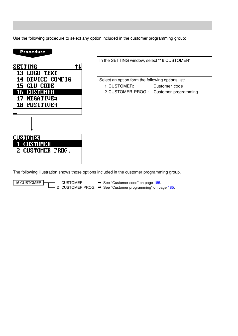 Customer programming | Sharp UP-600 User Manual | Page 184 / 226