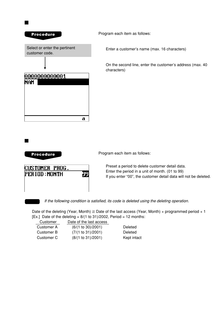 Customer code, Customer programming | Sharp UP-600 User Manual | Page 185 / 226