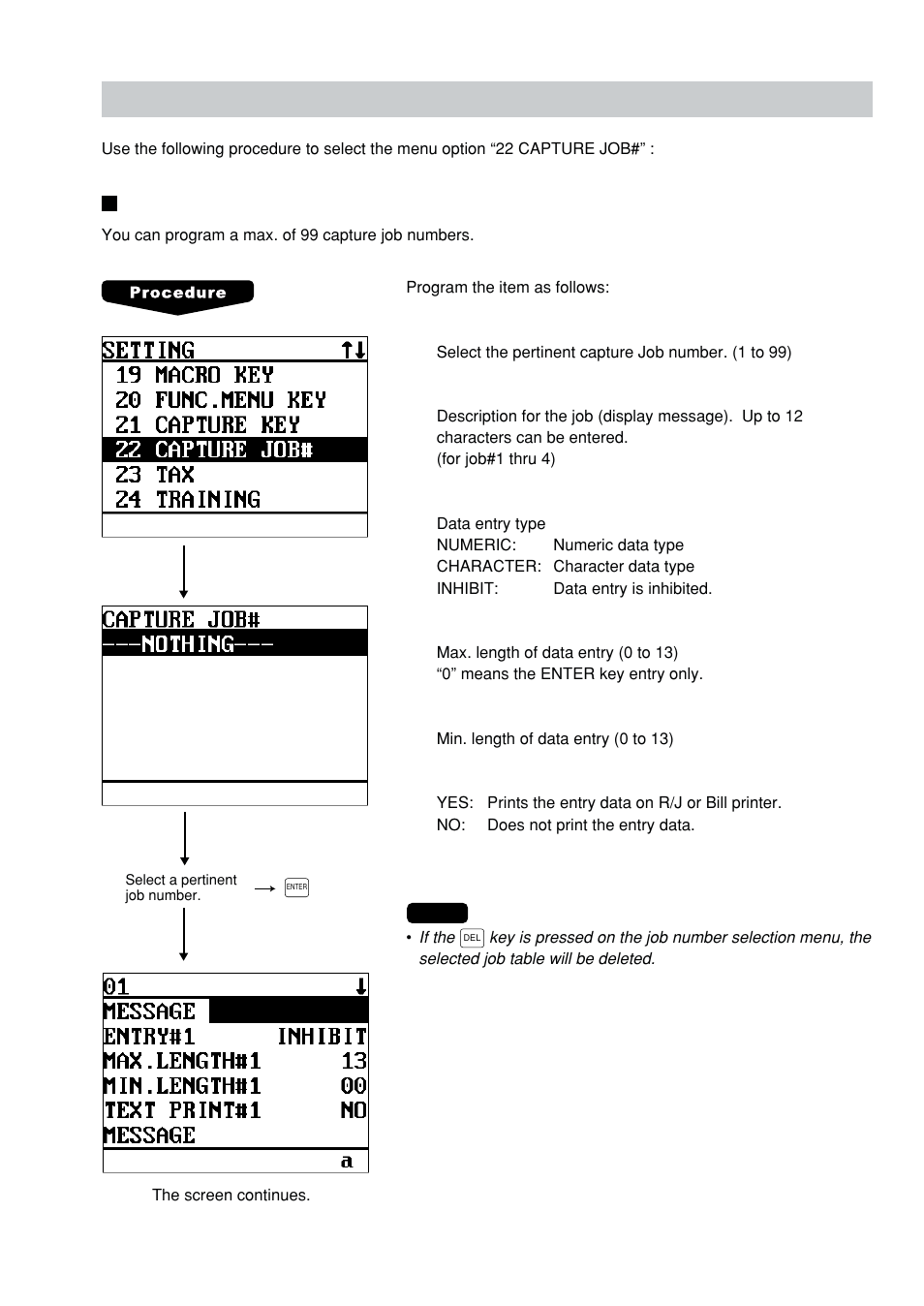 Key data entry job table programming, Capture job number | Sharp UP-600 User Manual | Page 191 / 226