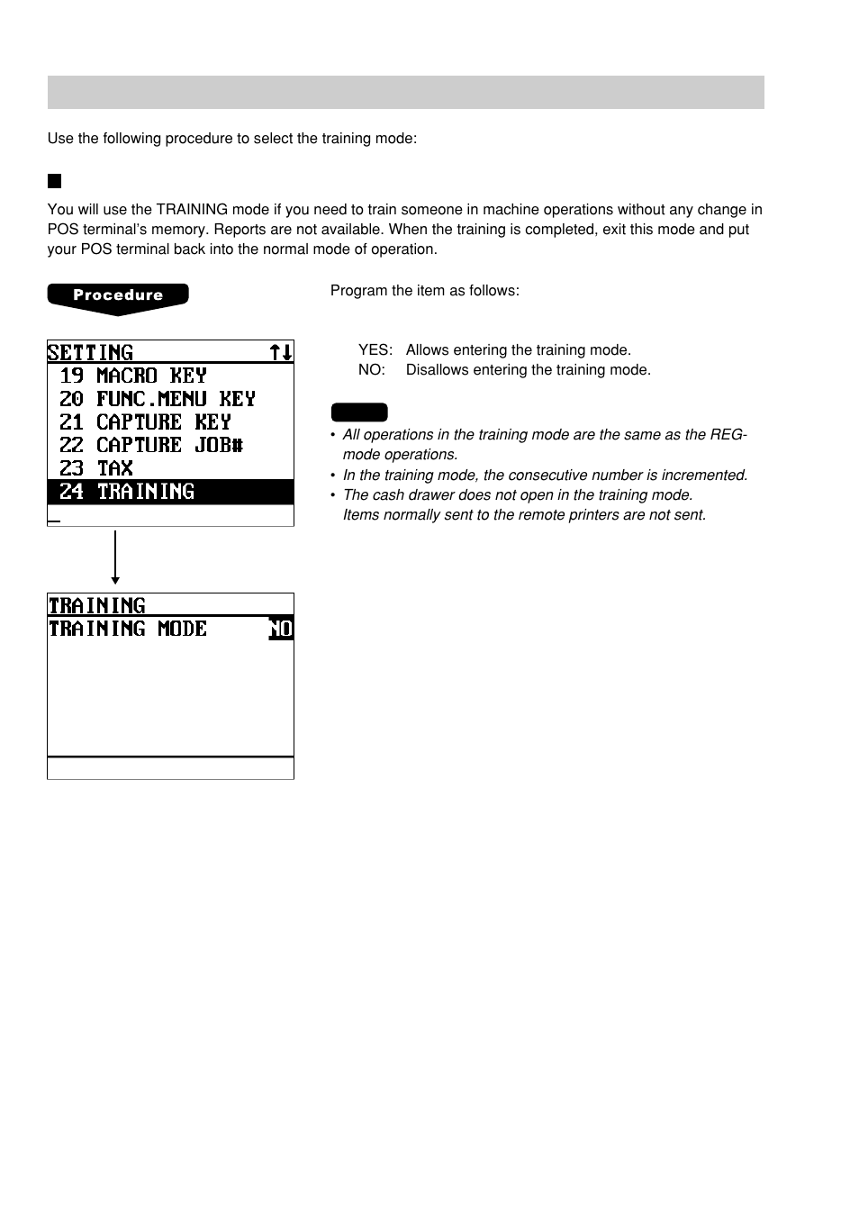 Training mode selection, Training mode | Sharp UP-600 User Manual | Page 196 / 226