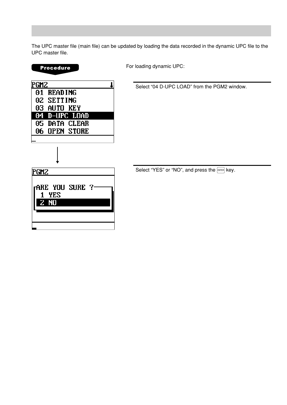 Loading dynamic upc to the main upc file | Sharp UP-600 User Manual | Page 201 / 226