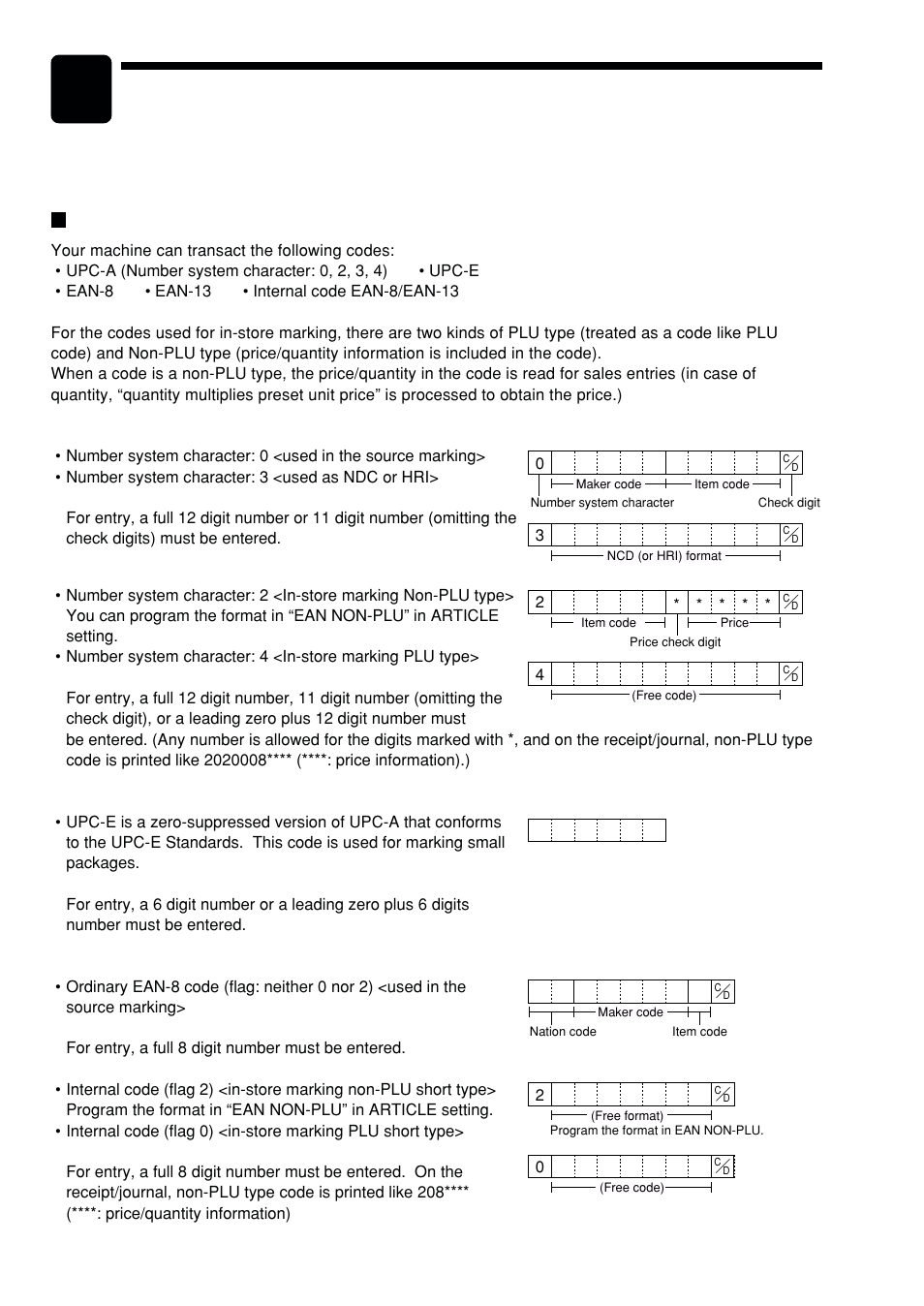 Upc or ean code | Sharp UP-600 User Manual | Page 216 / 226