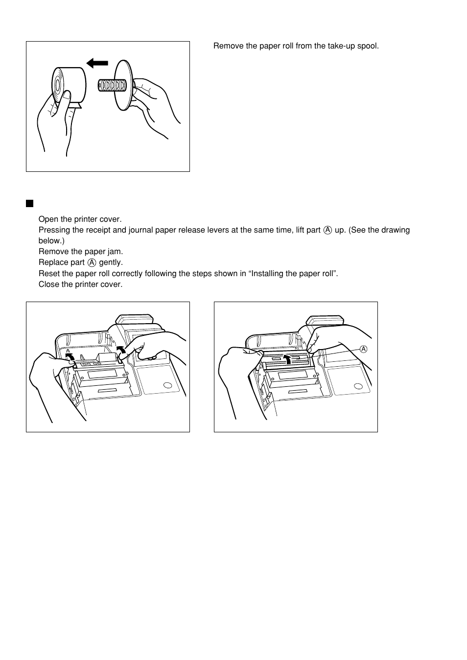 Removing a paper jam, Removing the paper jam, Removing a paper jam 1 | Sharp UP-600 User Manual | Page 222 / 226