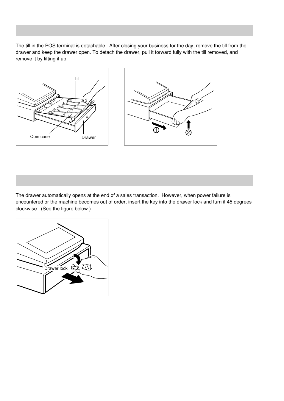 Removing the till and the drawer, Operating the drawer by hand | Sharp UP-600 User Manual | Page 224 / 226