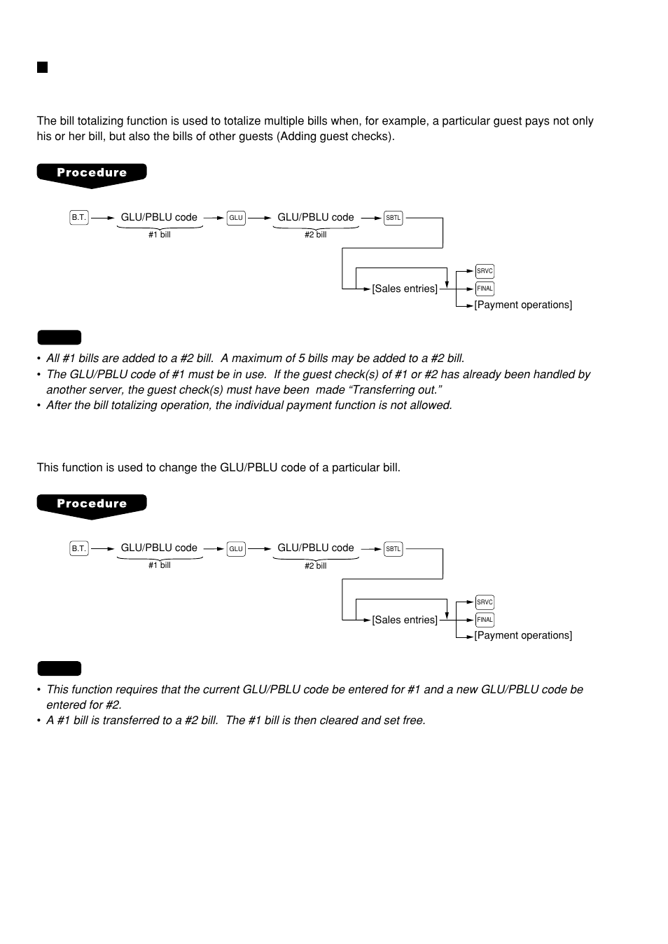 Bill totalizing/bill transfer | Sharp UP-600 User Manual | Page 44 / 226