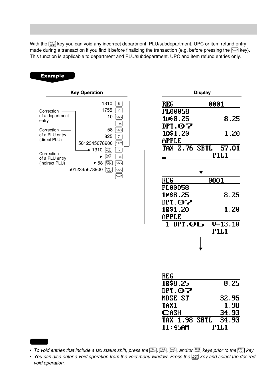 And/or, Keys prior to the, Key and select the desired void operation | Sharp UP-600 User Manual | Page 55 / 226