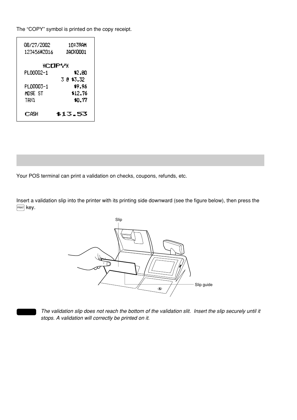 Validation printing function, Validation slip setting and printing | Sharp UP-600 User Manual | Page 58 / 226