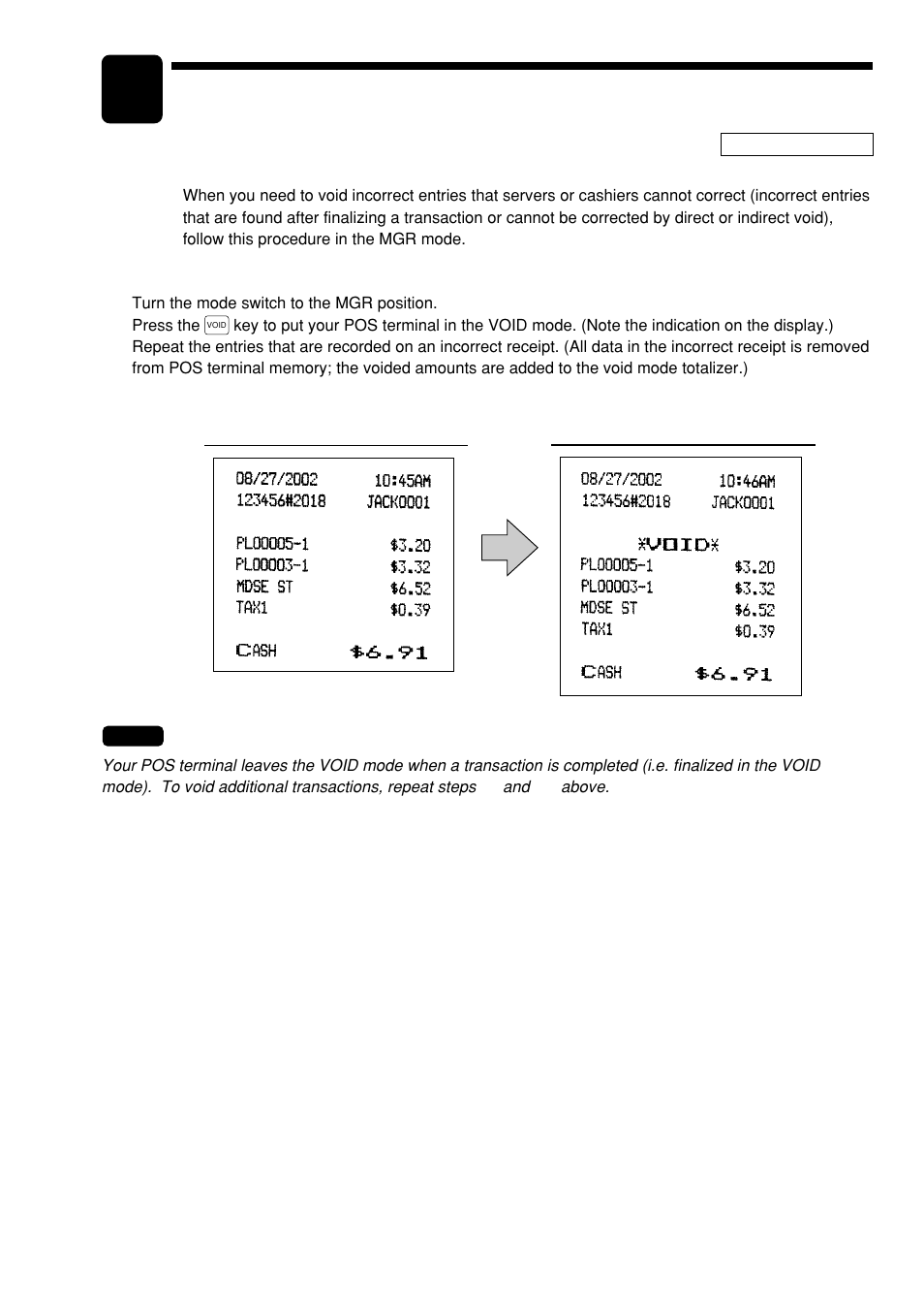 9 correction after finalizing a transaction, Correction after finalizing a transaction | Sharp UP-600 User Manual | Page 63 / 226