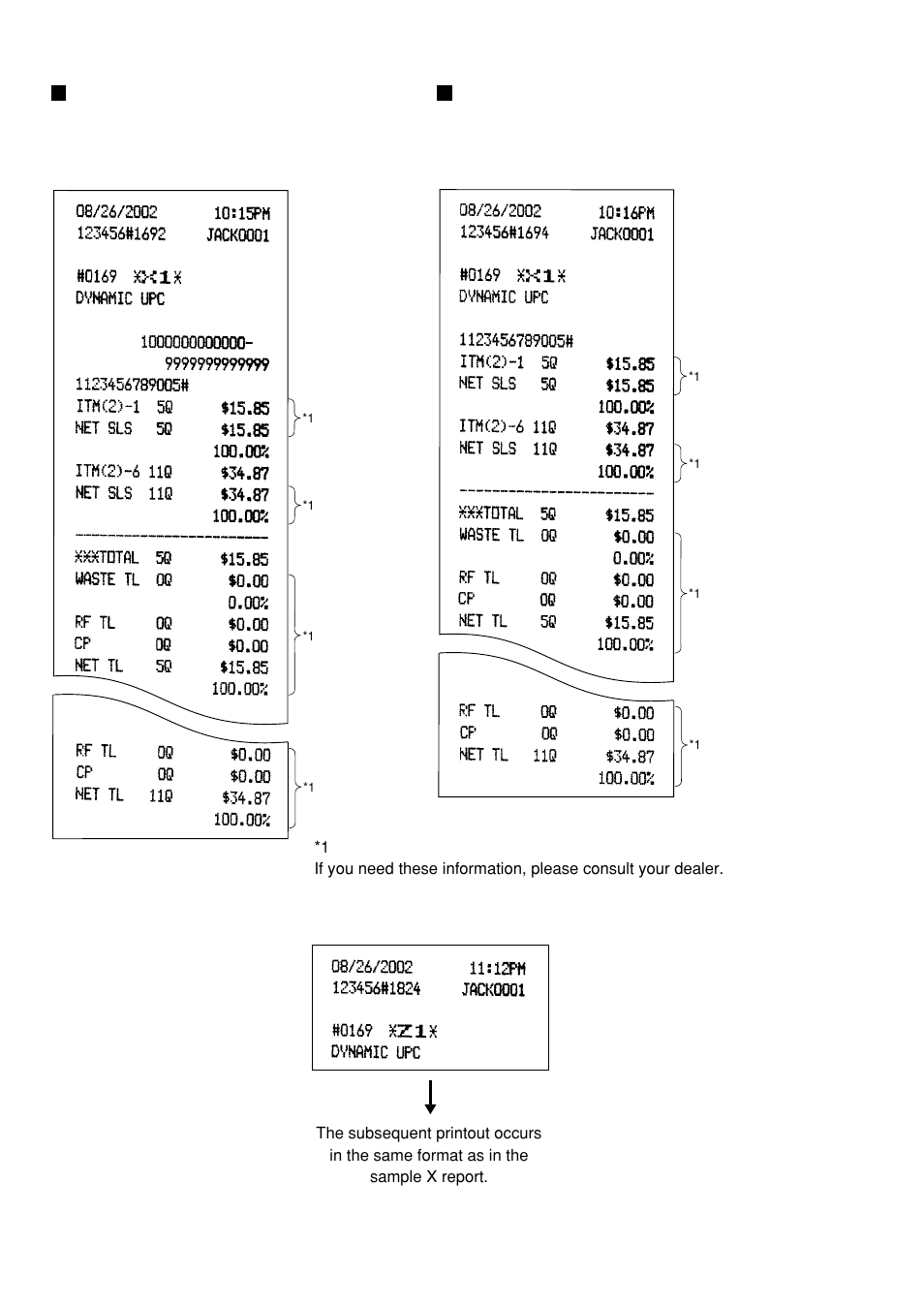 Dynamic upc report by designated range, Dynamic upc pick up report | Sharp UP-600 User Manual | Page 78 / 226