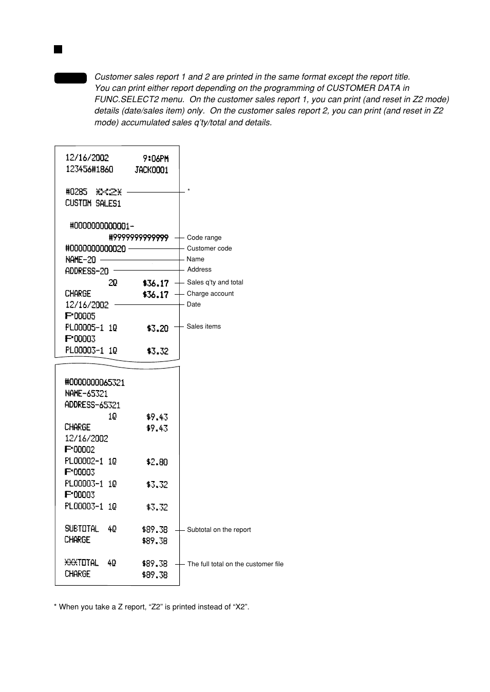 Customer sales report 1 and 2 | Sharp UP-600 User Manual | Page 89 / 226