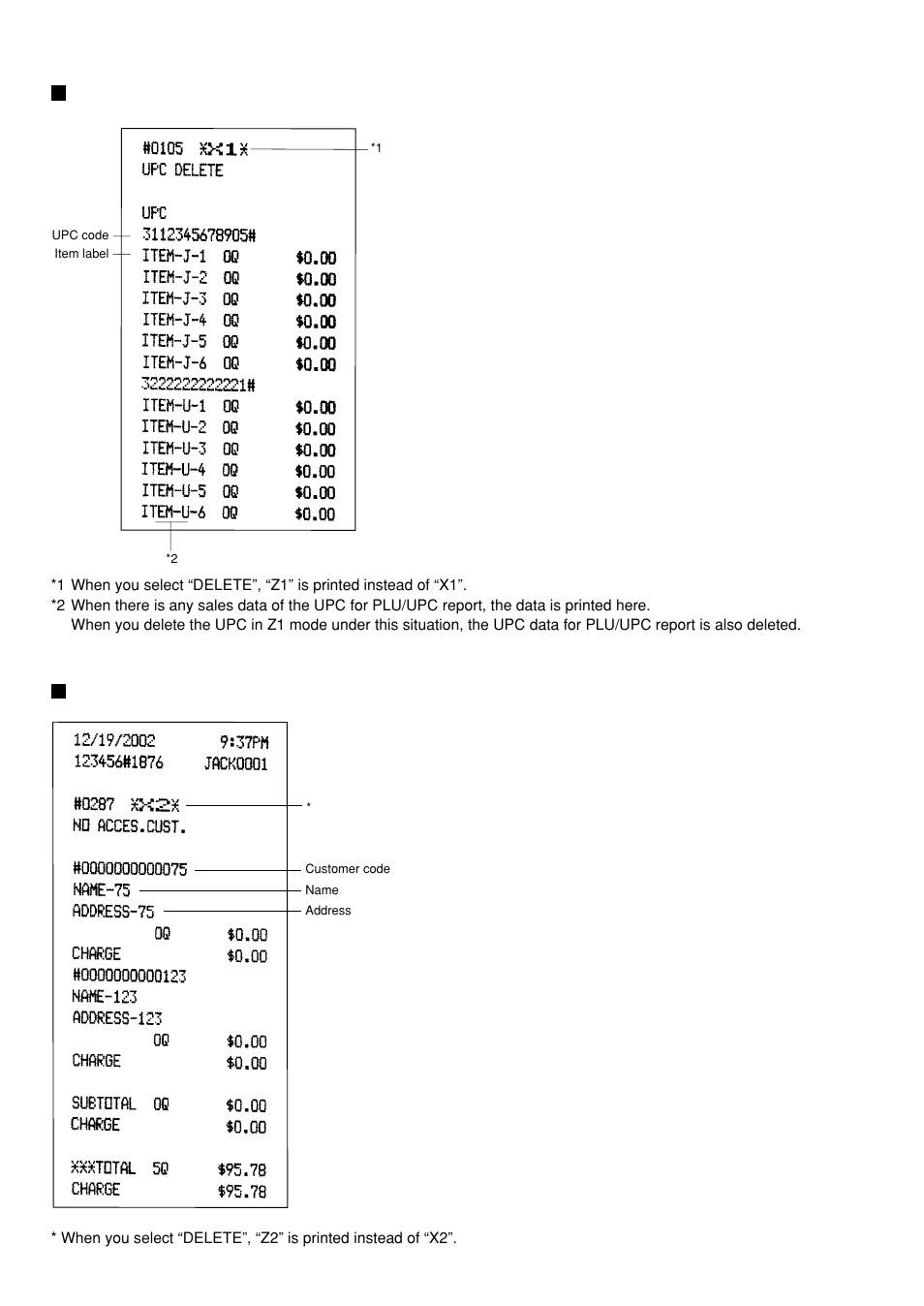 Non-accessed upc report, Non-accessed customer report | Sharp UP-600 User Manual | Page 92 / 226