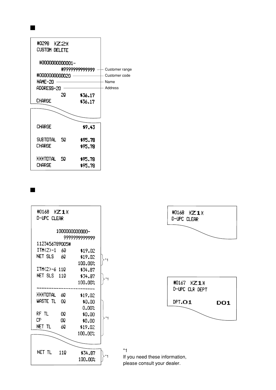 Customer delete report, Dynamic upc clear | Sharp UP-600 User Manual | Page 93 / 226