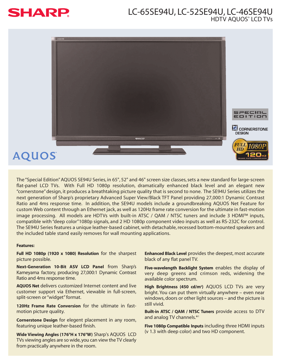 Sharp SE94U Series User Manual | 2 pages