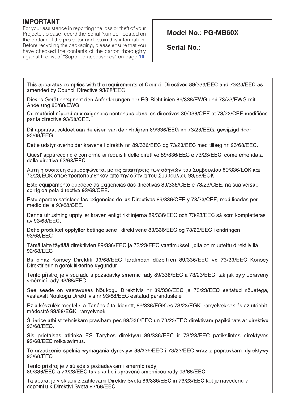 Sharp PG-MB60X User Manual | Page 2 / 78